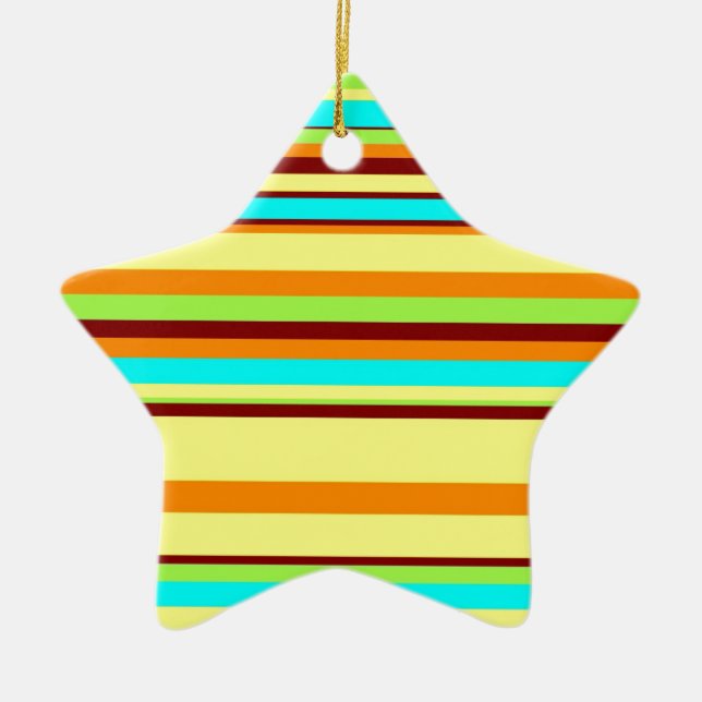 Colourful Customised Designer Stripe Pattern Ceramic Tree Decoration (Front)