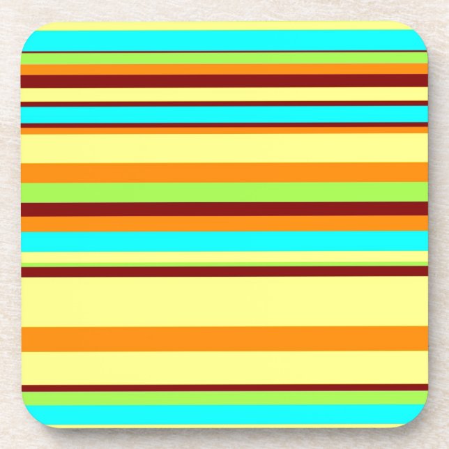 Colourful Customised Designer Stripe Pattern Coaster (Front)