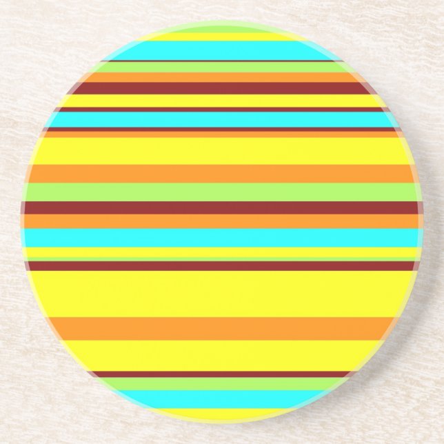 Colourful Customised Designer Stripe Pattern Coaster (Front)