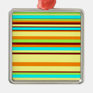 Colourful Customised Designer Stripe Pattern Metal Ornament