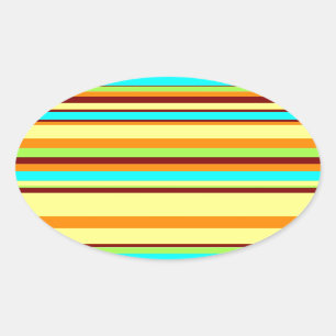Colourful Customised Designer Stripe Pattern Oval Sticker
