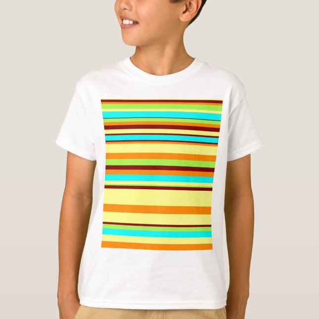 Colourful Customised Designer Stripe Pattern T-Shirt (Front)