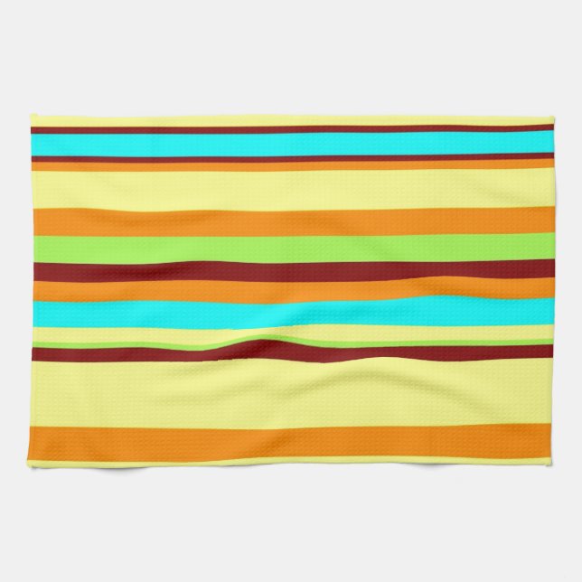 Colourful Customised Designer Stripe Pattern Tea Towel (Horizontal)