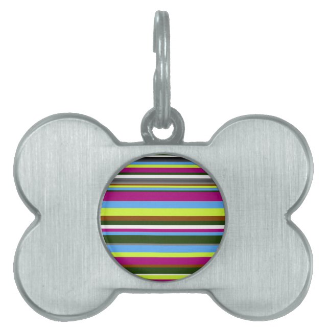 Colourful Customised Designer Stripe Pet Name Tag (Front)