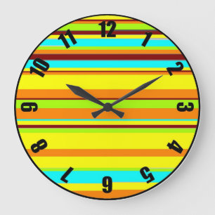 Colourful Customised Stripe Designer Large Clock