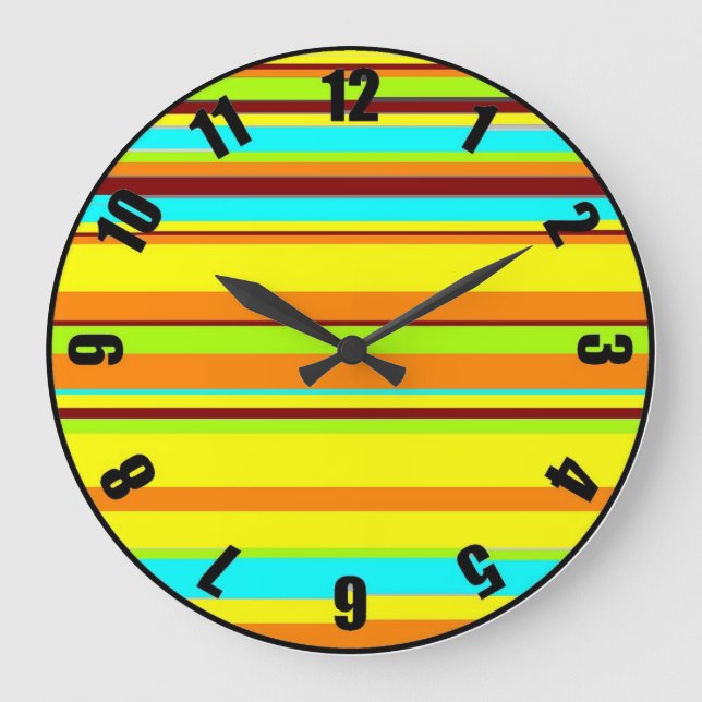 Colourful Customised Stripe Designer Large Clock (Front)