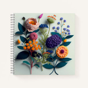 Colourful Cut Paper Flowers Notebook