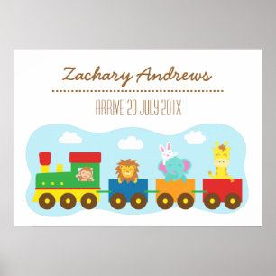 Colourful Cute Animal Train, For Kids Bedroom Poster