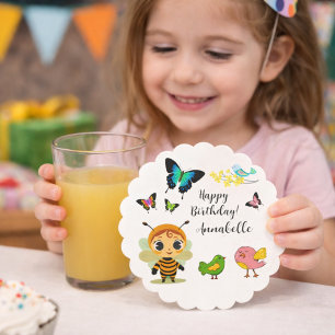 Colourful Cute Animals Birthday Girl Party Art Paper Coaster