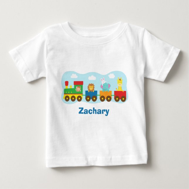 Colourful Cute Animals Train for Babies Baby T-Shirt (Front)