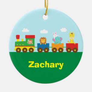 Colourful Cute Animals Train for Kids Ceramic Tree Decoration
