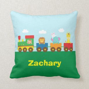 Colourful Cute Animals Train for Kids Room Cushion