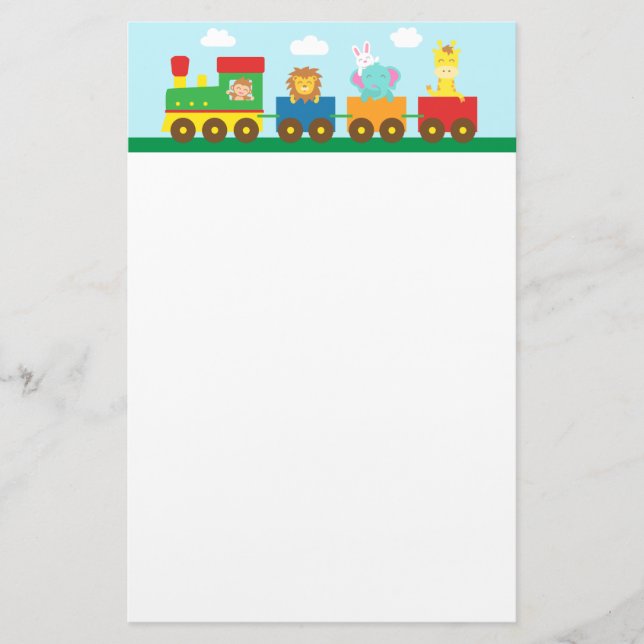 Colourful Cute Animals Train for Kids Stationery (Front)