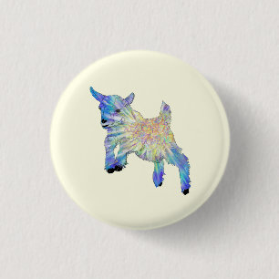 Colourful Cute Baby Goat Jumping Funky Animal Art 3 Cm Round Badge