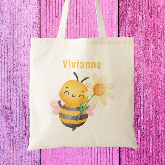 Colourful Cute Bee Girls Kids Modern Tote Bag (Creator Uploaded)