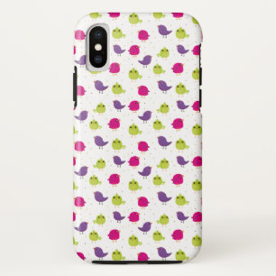 Colourful Cute Birds Pattern iPhone XS Case