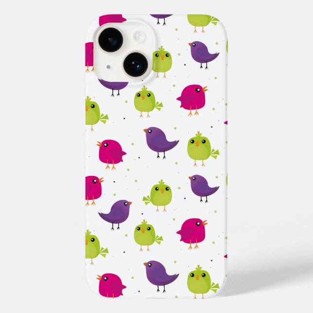 Colourful Cute Birds Pattern Case-Mate iPhone Case (Back)
