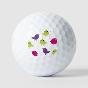Colourful Cute Birds Pattern Golf Balls