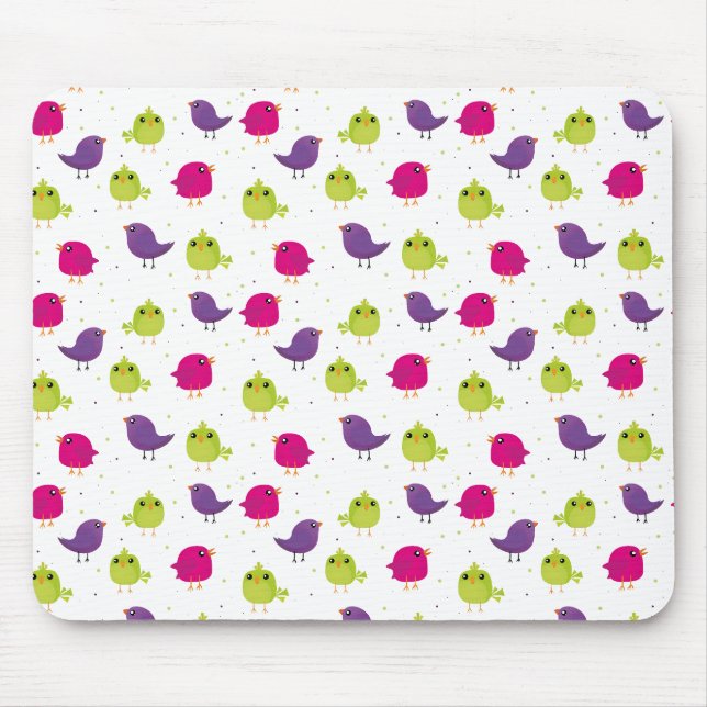 Colourful Cute Birds Pattern Mouse Pad (Front)
