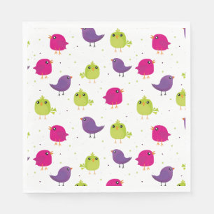 Colourful Cute Birds Pattern Napkin