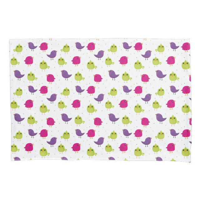 Colourful Cute Birds Pattern Pillowcase (Front)