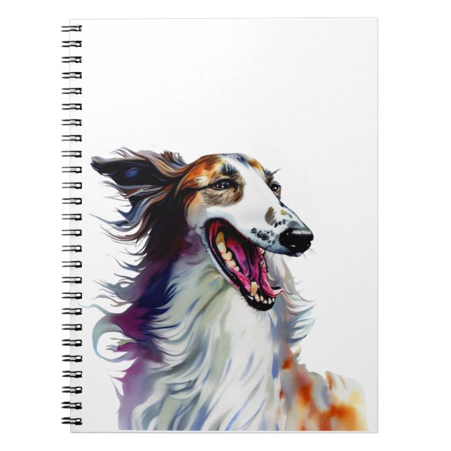 Colourful Cute Borzoi Art | Vibrant Greyhound Art Notebook (Front)