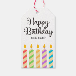 Colourful Cute Bright Happy Birthday Candles Gift Tags