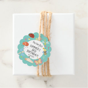 Colourful Cute Bugs Kids Birthday  Favour Tags