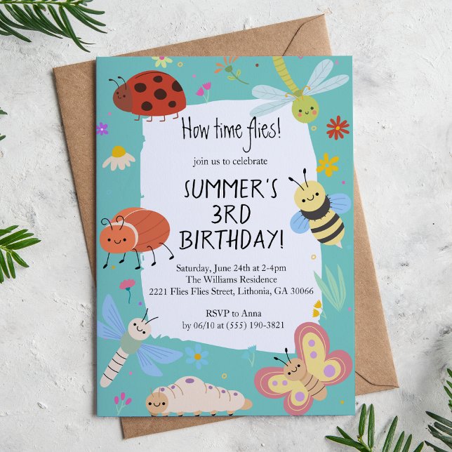 Colourful Cute Bugs Kids Birthday  Invitation (Creator Uploaded)