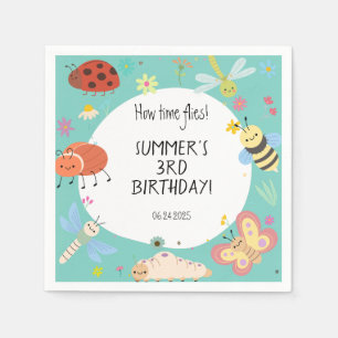 Colourful Cute Bugs Kids Birthday Napkin