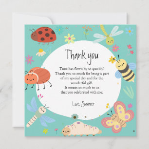 Colourful Cute Bugs Kids Birthday  Thank You Card