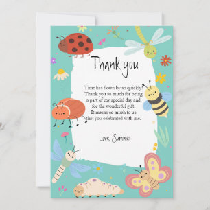 Colourful Cute Bugs Kids Birthday  Thank You Card