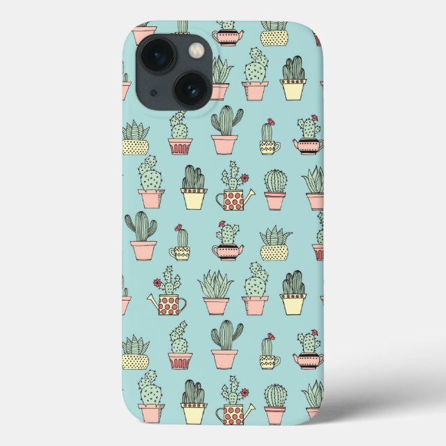 Colourful Cute Cactus In Hand Drawn Style Pattern Case-Mate iPhone Case (Back)
