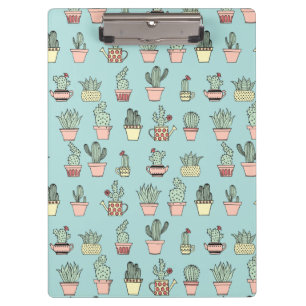 Colourful Cute Cactus In Hand Drawn Style Pattern Clipboard