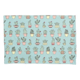 Colourful Cute Cactus In Hand Drawn Style Pattern Pillowcase