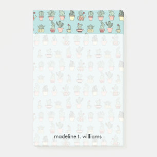 Colourful Cute Cactus In Hand Drawn Style Pattern Post-it Notes