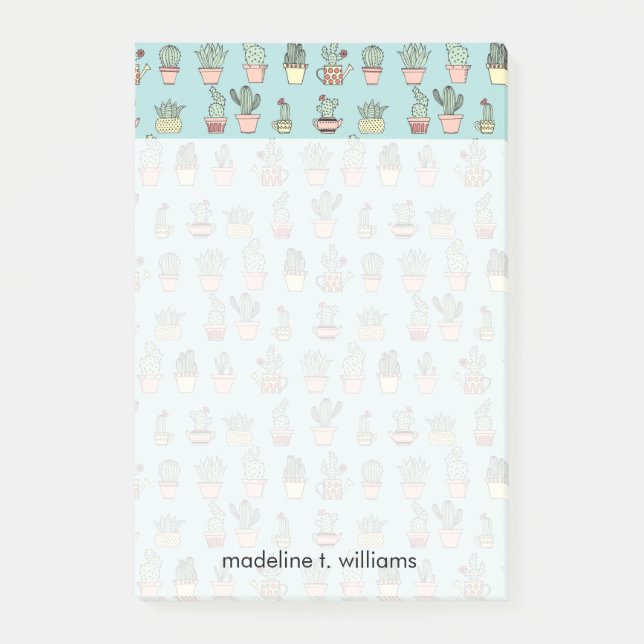 Colourful Cute Cactus In Hand Drawn Style Pattern Post-it Notes (Front)