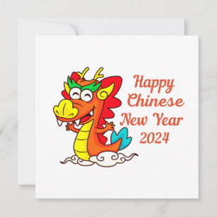 Colourful Cute Cartoon Dragon Chinese New Year Card