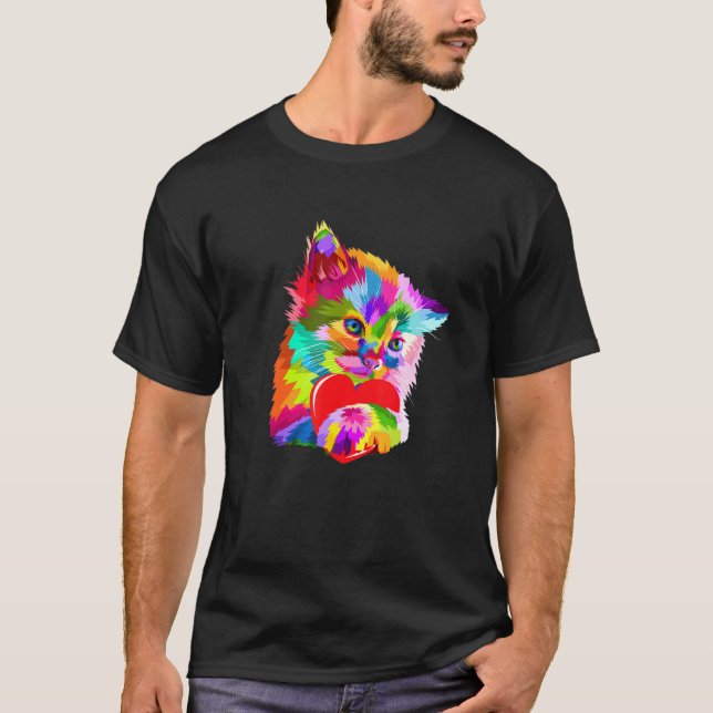 Colourful Cute Cat Kitten T-Shirt (Front)