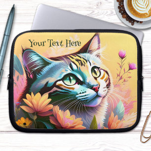 Colourful Cute Cat Painting Laptop Sleeve