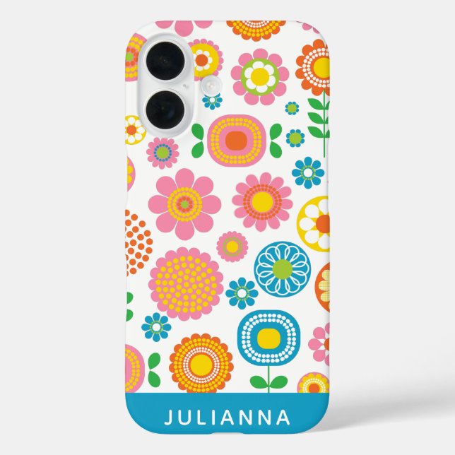 Colourful Cute Chic Geometric Floral Personalised Case-Mate iPhone Case (Back)