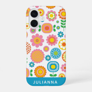 Colourful Cute Chic Geometric Floral Personalised iPhone 16 Case