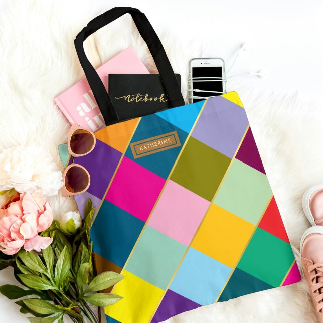 Colourful Cute Chic Trendy Stylish with gold linin Tote Bag (Creator Uploaded)