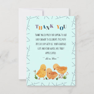 Colourful Cute Chicken Family Boy Baby Shower Thank You Card
