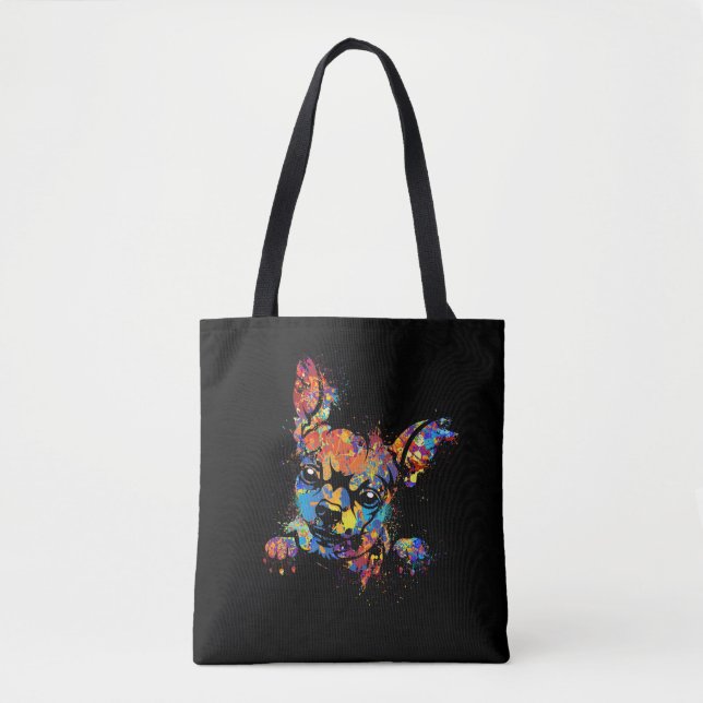 Colourful Cute Chihuahua Tote Bag (Front)