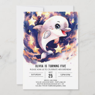 Colourful Cute Children's Dolphin Birthday Invitation