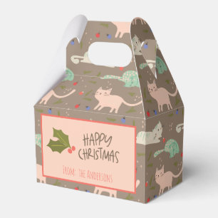 Colourful Cute Christmas Cats Favour Box