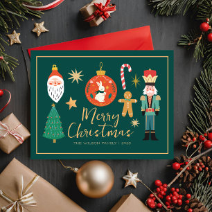 Colourful Cute Christmas Family Cookie Card