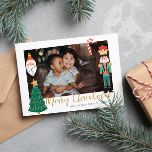 Colourful Cute Christmas Family Photo Holiday Car Card