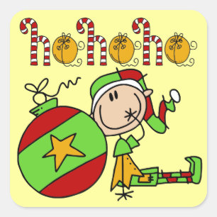 Colourful Cute Christmas Holiday Elf Square Sticker